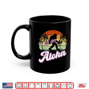 Mug Aloha Bigfoot Cradling Surfboard Sasquatch in Hawaii Vintage Shirt