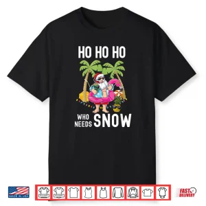 Christmas Palm Tree Santa Surfing Summer Beach Vacation Shirt