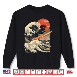Sweatshirt Dachshund Surfing Japanese Great Wave Shirt
