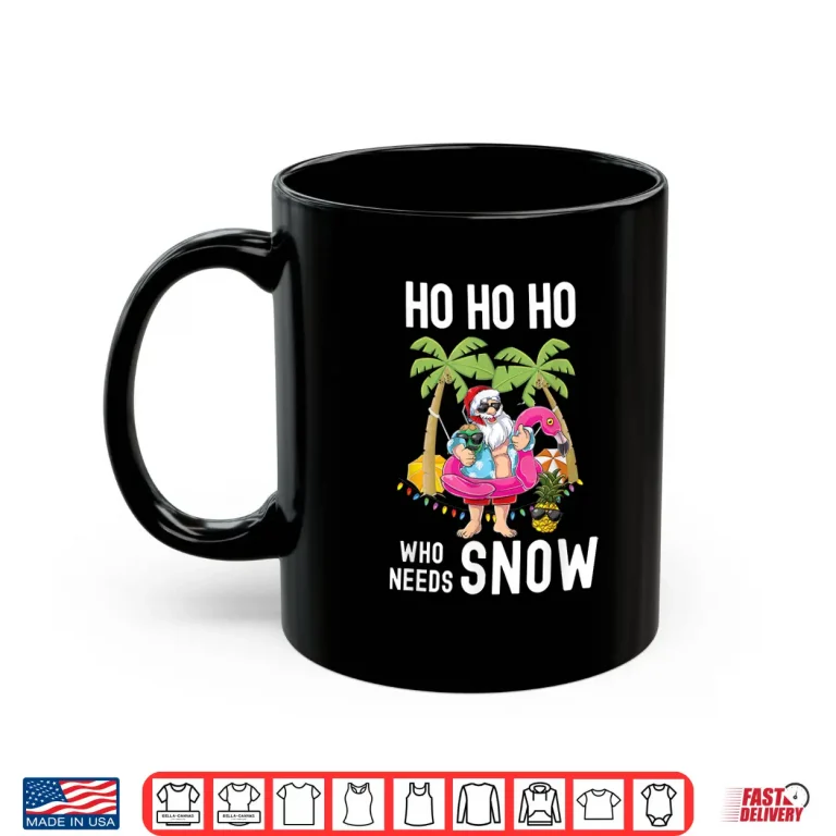 Mug Christmas Palm Tree Santa Surfing Summer Beach Vacation Shirt