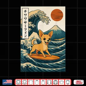 Design Chihuahua Surfing Japanese Wave Shirt