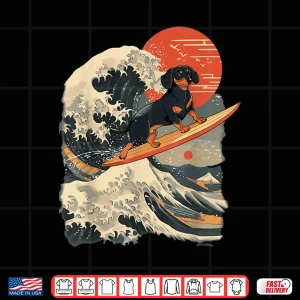 Design Dachshund Surfing Japanese Great Wave Shirt
