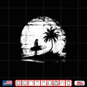 Design Female Surfer Sketch Ocean Surfing Shirt