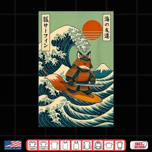 Design Fox Samurai Surfing Japanese Wave Shirt