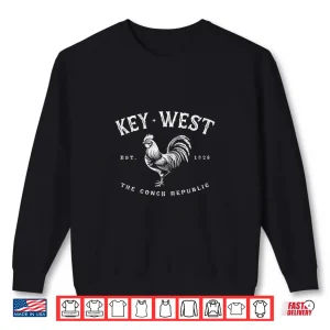 Sweatshirt Funny Key West Rooster Sunrise Fishing Surfing Scuba Shirt