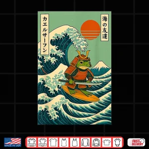 Design Frog Samurai Surfing Japanese Wave Shirt