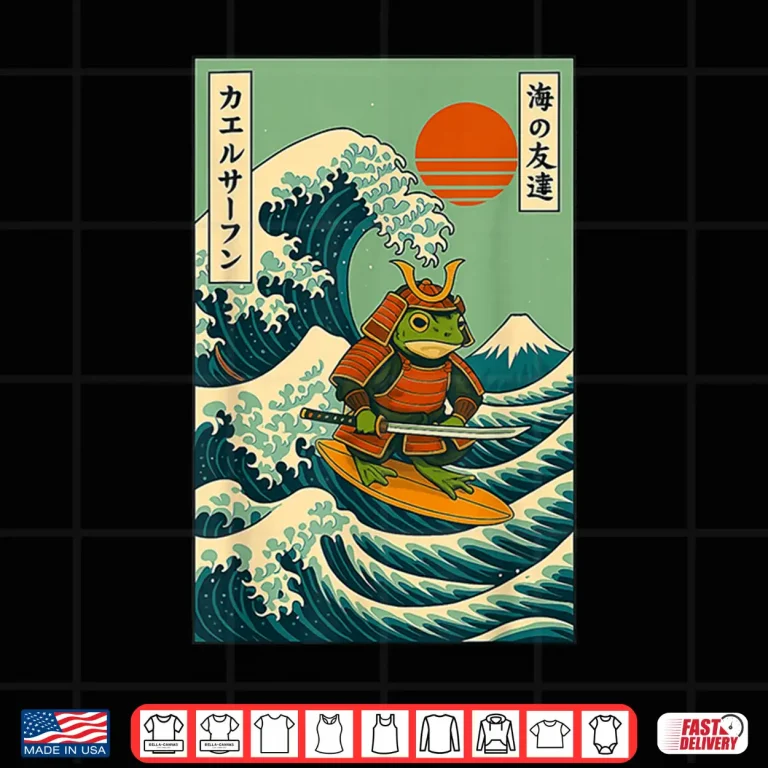 Design Frog Samurai Surfing Japanese Wave Shirt