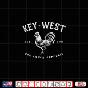 Design Funny Key West Rooster Sunrise Fishing Surfing Scuba Shirt