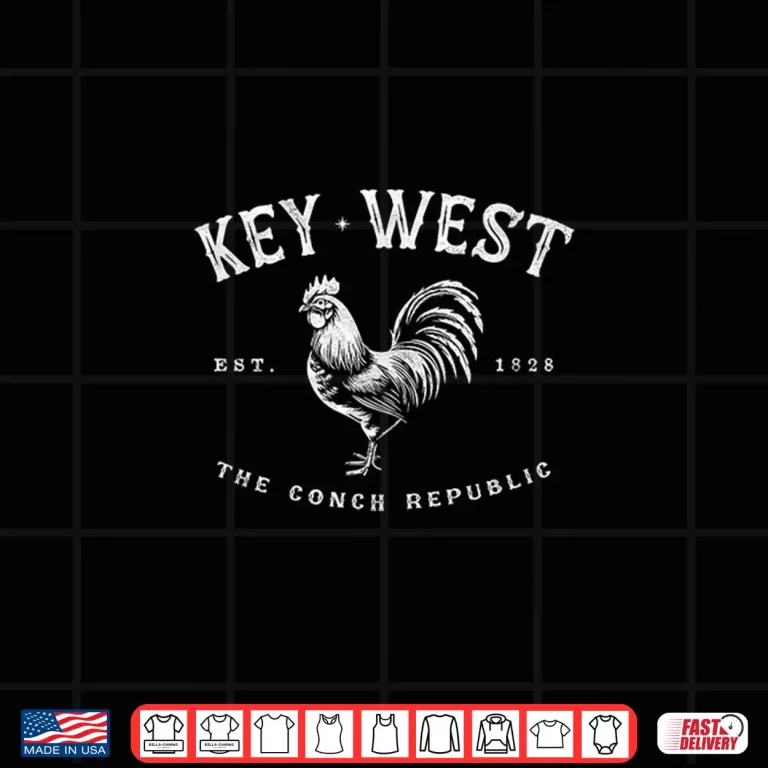 Design Funny Key West Rooster Sunrise Fishing Surfing Scuba Shirt