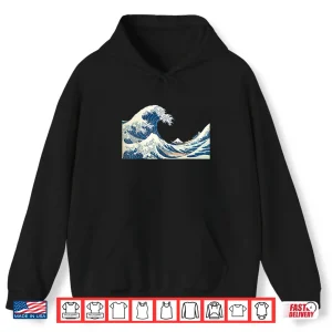Hoodie Great Wave off Kanagawa Katsushika Hokusai Surfing Ocean Shirt
