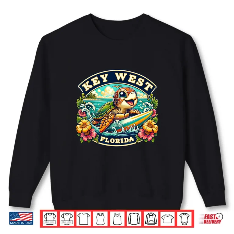 Sweatshirt Key West Florida Cute Sea Turtle Surfing Shirt