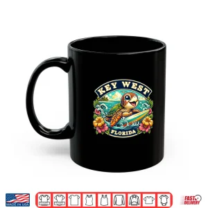 Mug Key West Florida Cute Sea Turtle Surfing Shirt