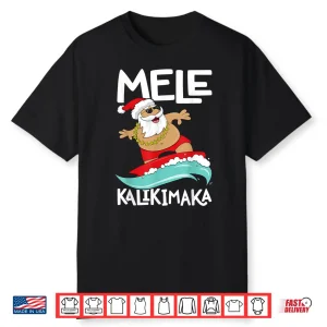 Mele Kalikimaka Hawaiian Christmas Hawaii Surfing Santa Shirt