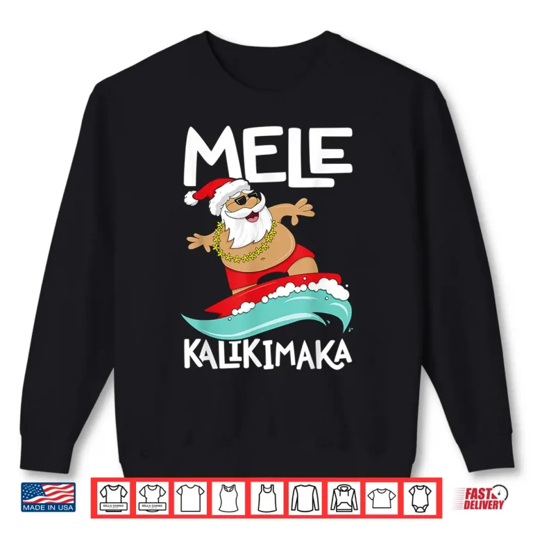 Sweatshirt Mele Kalikimaka Hawaiian Christmas Hawaii Surfing Santa Shirt