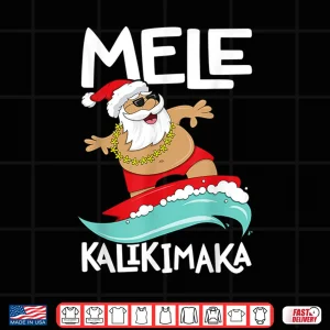 Design Mele Kalikimaka Hawaiian Christmas Hawaii Surfing Santa Shirt