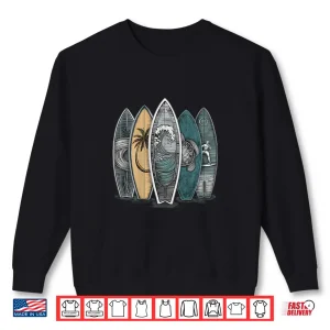 Sweatshirt On Back Surfing Tropical Surfboards Vintage Surfboard Surfer Shirt