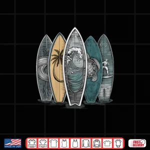 Design On Back Surfing Tropical Surfboards Vintage Surfboard Surfer Shirt