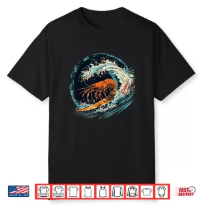 Shrimp Ocean Sea Animal Lover Marine Mammal Surfing Motif Shirt