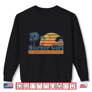 Sweatshirt Surfer Girl Surfing Beach Summer Vacation Vintage 70s Retro Shirt