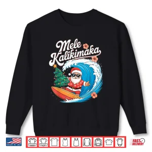 Sweatshirt Vintage Cute Mele Kalikimaka Christmas Santa Surfing Costume Shirt