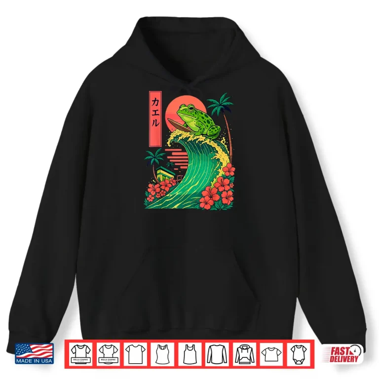 Hoodie Frog Surfing Japanese Shirt