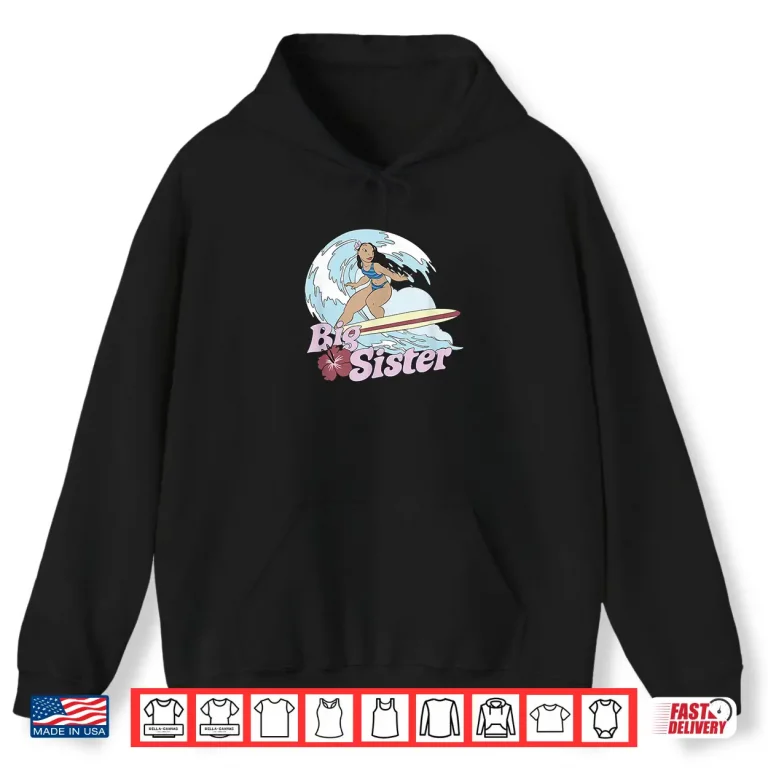 Hoodie Disney Lilo Stitch Big Sister Nani Surfing Shirt