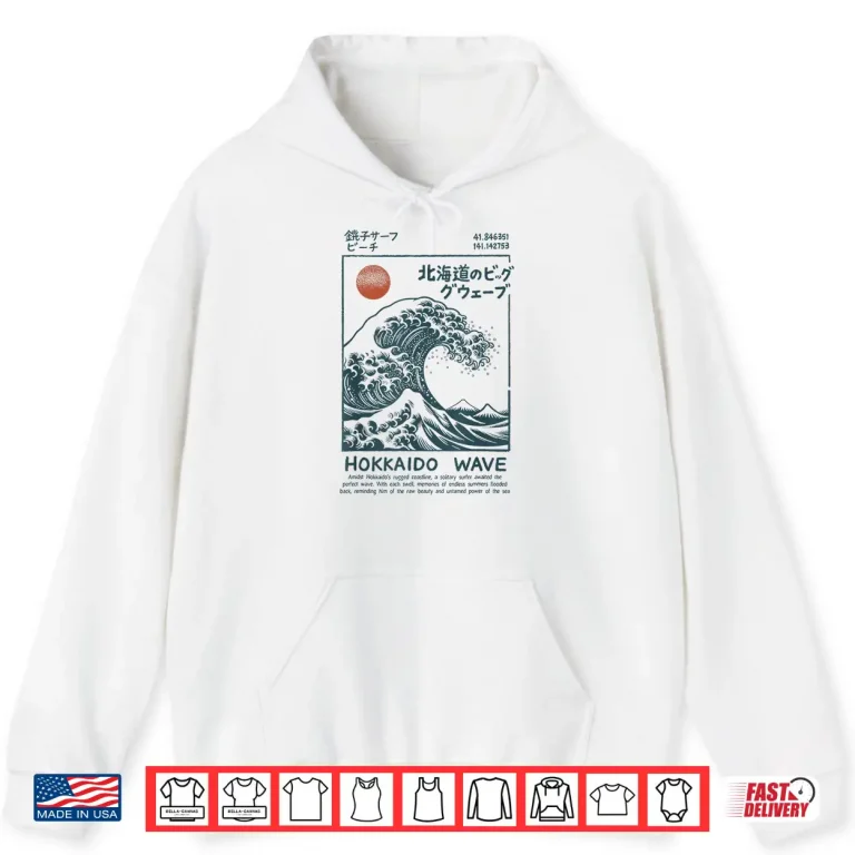 Hoodie Japanese Art Surfing Beach Japan Souvenir Hokkaido Wave Shirt