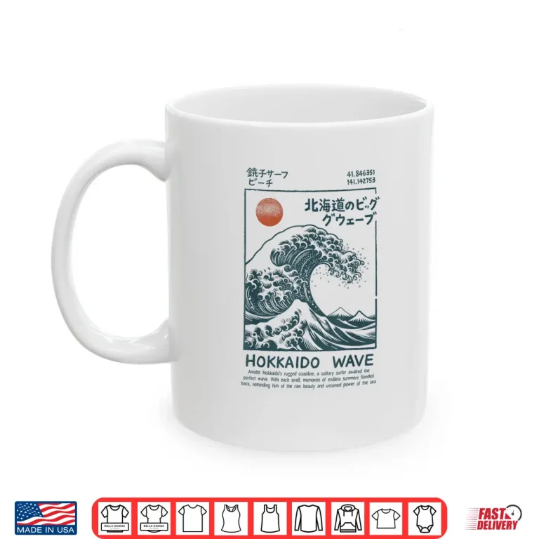 Mug Japanese Art Surfing Beach Japan Souvenir Hokkaido Wave Shirt