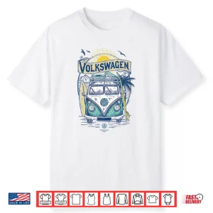 Kids Volkswagen Type 2 Campervan Catch The Waves Surfing Van Kids Shirt
