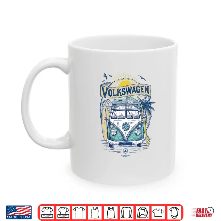 Mug Kids Volkswagen Type 2 Campervan Catch The Waves Surfing Van Kids Shirt