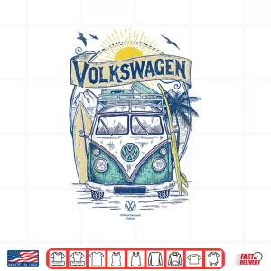 Design Kids Volkswagen Type 2 Campervan Catch The Waves Surfing Van Kids Shirt