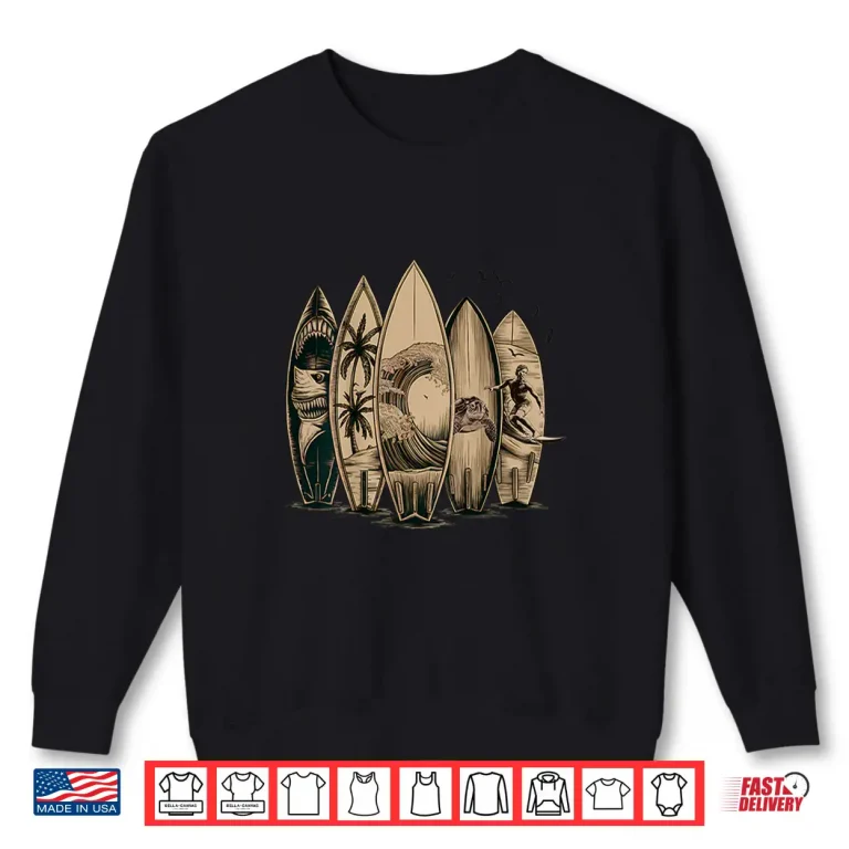 Sweatshirt On Back Surfing Tropical Surfboards Surfboarder Surfer Shirt