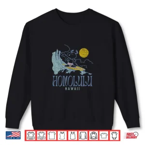 Sweatshirt Peanuts Snoopy Surfing Honolulu Hawaii White Shirt
