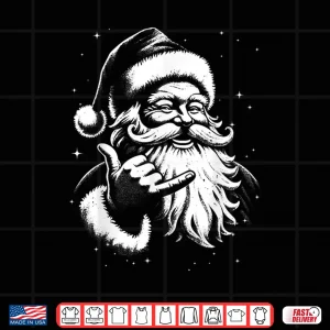 Design Retro Rad Christmas Mele Kalikimaka Santa Shaka Hawaii Surf Shirt