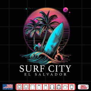 Design Surf City El Salvador Surf Board Vintage Surfing Surfer Shirt