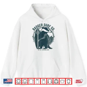 Hoodie Vintage Badger Surf Co Retro Surfing California Art Shirt