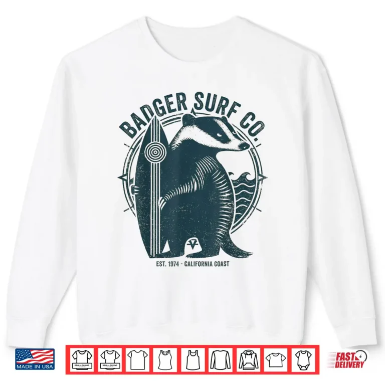 Sweatshirt Vintage Badger Surf Co Retro Surfing California Art Shirt