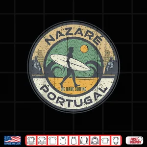 Design Vintage Nazare Portugal Beach Vintage Retro Surfing Shirt