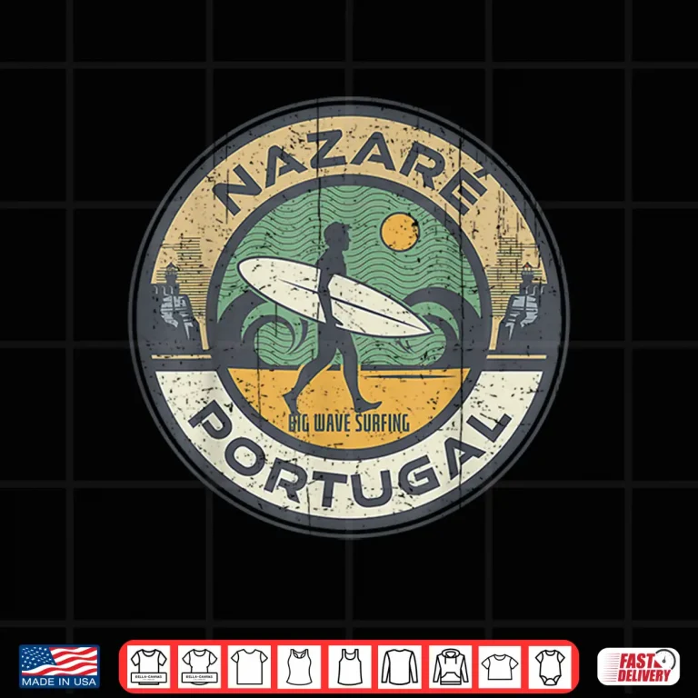 Design Vintage Nazare Portugal Beach Vintage Retro Surfing Shirt