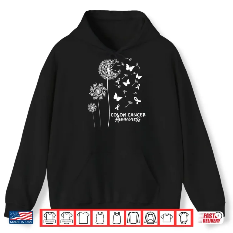 Hoodie Colorectal Colon Cancer Awareness Colonoscopy Blue Ribbon Shirt