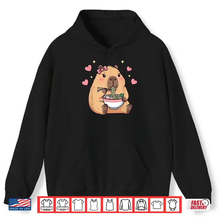 Hoodie Cute Girls Capybara Ramen Kawaii Tea Kawaii Capy Lover Kids Shirt