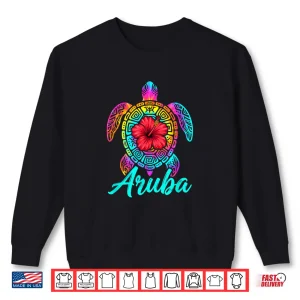 Sweatshirt Aruba Sea Turtle Hibiscus Tropical Art Shirt