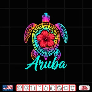 Design Aruba Sea Turtle Hibiscus Tropical Art Shirt