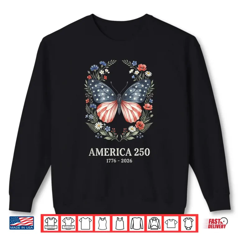 Sweatshirt America 250th Anniversary USA Patriotic Butterfly Shirt