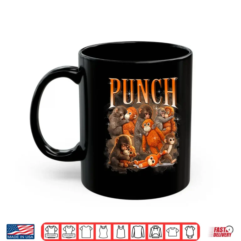 Mug Cute Baby Monkey Named Punch Plush Hugging Bootleg Shirt