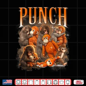 Design Cute Baby Monkey Named Punch Plush Hugging Bootleg Shirt