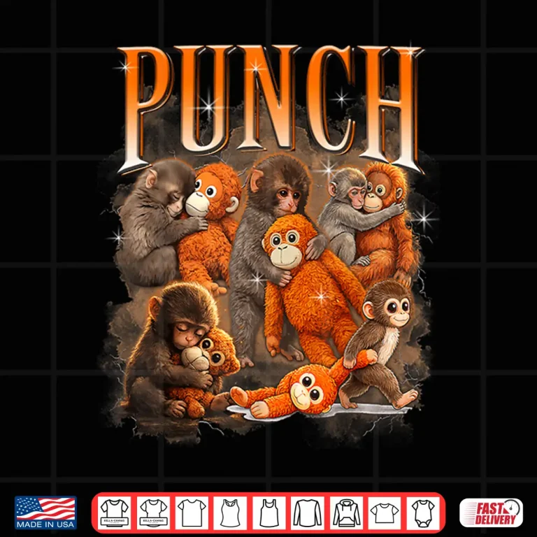 Design Cute Baby Monkey Named Punch Plush Hugging Bootleg Shirt
