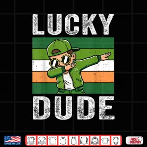 Design Lucky Dude Dabbing Boy St Patricks Day for Boys Kids Toddler Shirt