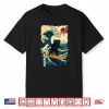 Black Pug Japanese Kanagawa Wave Surfing Japan Mom Dad Kids Shirt