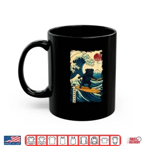 Mug Black Pug Japanese Kanagawa Wave Surfing Japan Mom Dad Kids Shirt